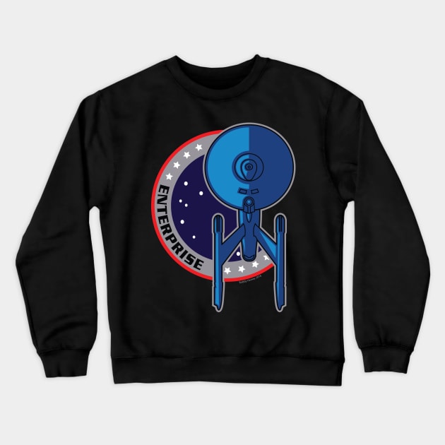 Starship themed patch design Crewneck Sweatshirt by Illustratorator